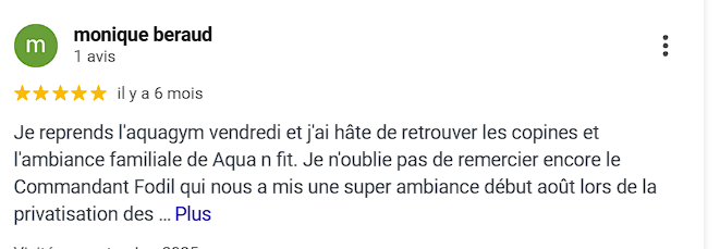 Avis client Aqua N'Fit 2